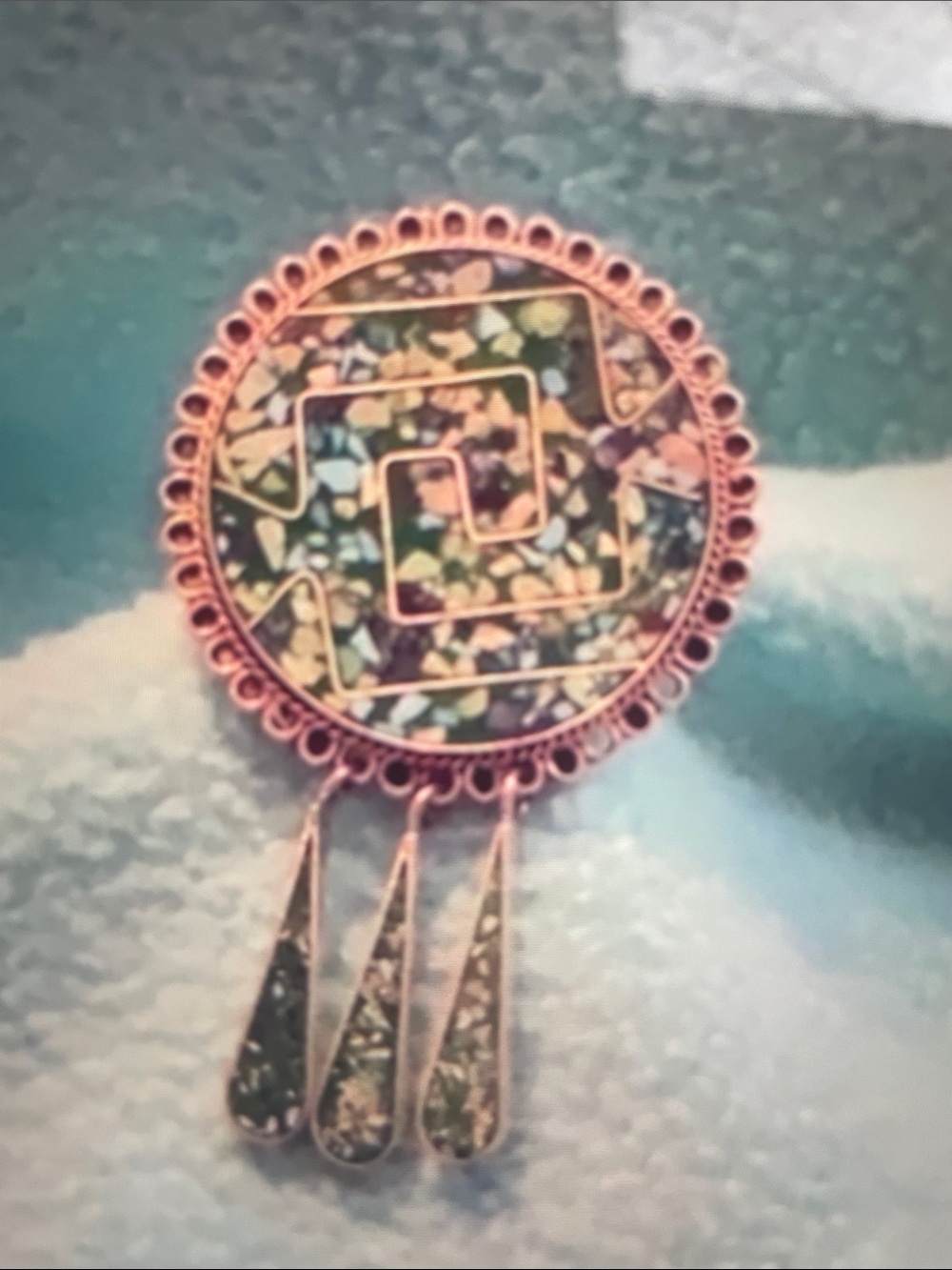 Women’s Multicolor Mosaic Turquoise Round Dangle Pendant Necklace
